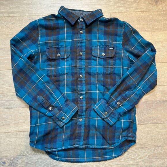 Blue/Brown Kids Button-Up Shirt - Picture 1 of 2
